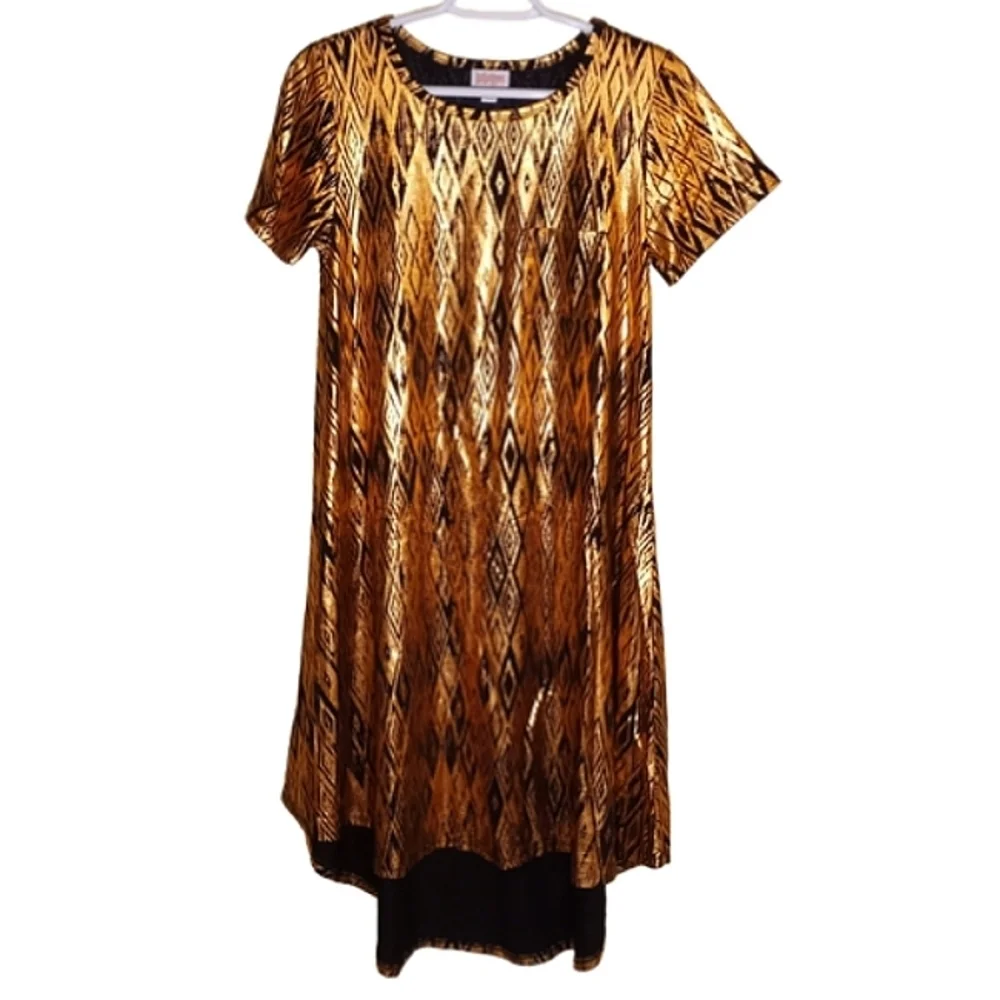 Llr Elegant Carly Dress Black w/ Gold Metallic Formal Diamond Design XS NWT - Picture 1 of 3